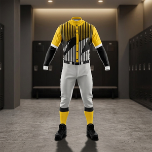 Uniforme de baseball personnalisé pour hommes, 100% polyester, tissu respirant haute performance, imprimé par transfert thermique, antibactérien, taille élastique - Product Image 1