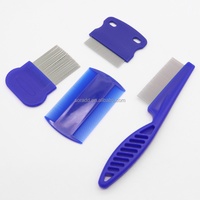 Prix direct usine Kit de toilettage pour chats, chiens et petits animaux en acier inoxydable et plastique, peigne anti-puces et poux à dents arrondies pour taches lacrymales