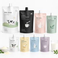 Pochette souple personnalisée imprimée, recyclable, avec bec verseur, blanche et noire, 50ml, 100ml, 250ml, 500ml, pour l'emballage de lait et de boissons