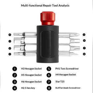 9'u 1 arada Dayanıklı Çok Fonksiyonlu Mini Tork Anahtarı Seti Bisiklet Cırcırlı Tork Anahtarı Seti Tamir Aletleri - Product Image 4