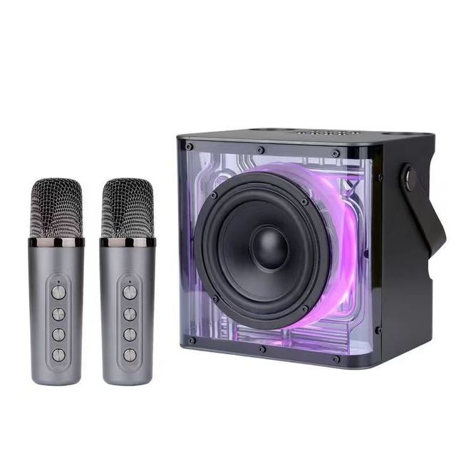 Newest Portable Speaker with RGB Lighting Wireless Microphone Karaoke Party Bluetooth Speaker