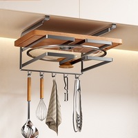 Étagère de cuisine en acier inoxydable 201, support mural suspendu sous l'armoire, porte-couvercles de casseroles, rangement pour planches à découper, design moderne et minimaliste