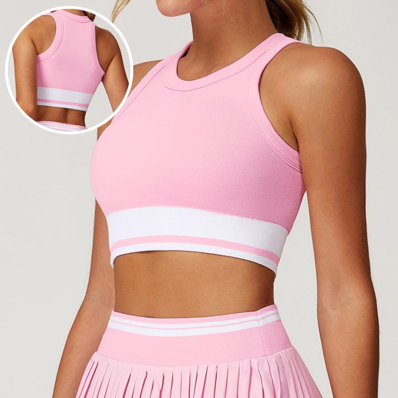 2025 New Style Reversible Cross Back Shockproof Yoga Crop Top for Women Breathable Quick Dry Sports Underwear Lightweight Front