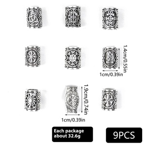 <span class=keywords><strong>Peluca</strong></span> de runas vikingas nórdicas con mangas Vintage Thor Myth, trenza sucia, aleación decorativa, cuentas con agujeros grandes, herramienta de extensión de cabello - Product Image 5