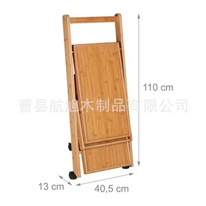 Bamboo Hotel <b>Trolley</b> <b>Foldable</b> With 4 Swivel Casters Minimalist Design For Living Room And Beverage Service - Product Image 2