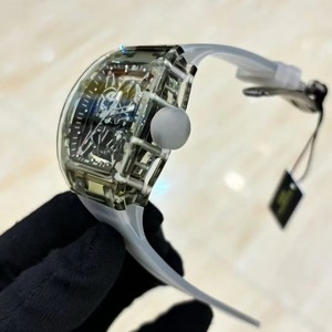 Custom-made Transparent Designer Top-notch Carbon Fiber <b>Skeleton</b> Tourbillon Unisex <b>Automatic</b> Mechanical <b>Watch</b> Rubber Pointer - Product Image 3