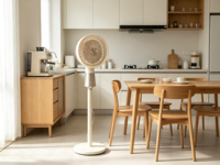 Ventilateur sur pied électrique intelligent moderne avec télécommande, 3 pales en plastique, faible bruit, oscillant, pour hôtel et usage domestique