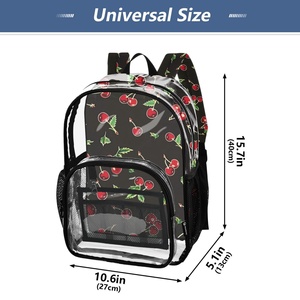 PVC Transparent <b>Large</b> Capacity <b>Backpack</b> Fashion Customs Cherry Design Durable Lightweight Travel Outdoor Clear <b>Backpack</b> - Product Image 4