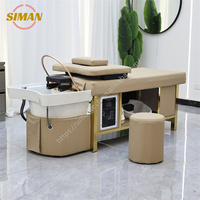 Lit de lavage capillaire électrique incurvé Siman, best-seller japonais pour salon, thérapie de la tête, massage thaïlandais, en acier inoxydable