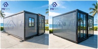 Maison conteneur extensible de 40 pieds, 78 m², avec structure en acier Q235B de 5 mm, test de pluie de 16 mm, 2 chambres, 1 salle de bain, petite maison isolée, type bungalow