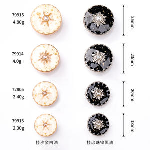 Hot Selling Ladies Luxury Overcoat <b>Button</b> Fashion Decorative Pearl Shank Hand Sewn with Luxury Diamond Metal Zinc Alloy - Product Image 1