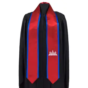 Cambodia custom logo graduating sash satin graduation stole graduation sash