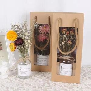 Bolsa de papel Kraft marrón de estilo vintage con asa retorcida para arreglos florales Suministro de floristería - Product Image 5