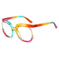 Monturas Ópticas Semi-Rimless, Redondas de Metal, Anti Luz Azul, Tamaño Grande, Gafas de Moda Unisex LSS043-4
