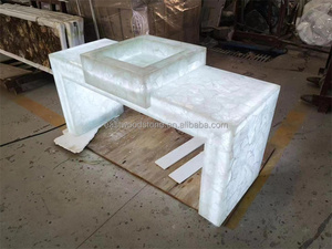 Parete Decorativa di Alta Gamma in Cristallo Naturale Semi-Prezioso e Agata con Retroilluminazione e Piani di Lavoro Traslucidi per Bagno - Product Image 2