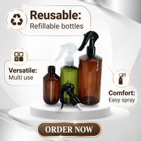 Flacon pulvérisateur à épaule inclinée en PET de 50 ml et 100 ml, ambre, vert, transparent, en plastique, pour parfum d'intérieur, pulvérisateur à gâchette portable, flacon cosmétique