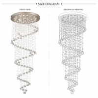 Lustre en spirale personnalisé avec boule de cristal, suspension pour plafond haut, escalier, villa, hall d'entrée, décoration LED 360°