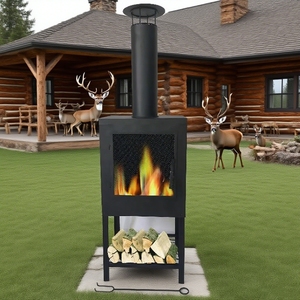 Large Capacity <strong>Outdoor</strong> Fire Pit <strong>Fireplace</strong> with Chimney - Product Image 4
