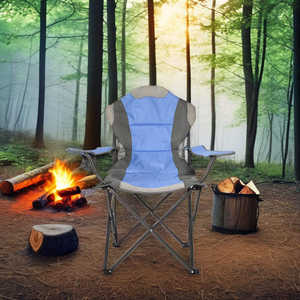 Ergonomic <b>High</b> <b>Back</b> Metal Outdoor Folding Camping <b>Chair</b> with Carry Bag Easy to Carry for Promotional Activities & Park Use - Product Image 2