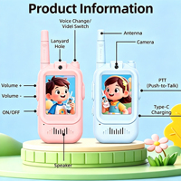 Pack de 2 Interphones Vidéo Sans Fil Créatifs, Cadeau pour Enfants, Caméra, Changeur de Voix, Résistant à l'Eau, Antidérapant, Camping en Plein Air