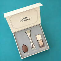 Kit d'outils de maquillage avec logo personnalisé, boîte d'emballage en papier pour 9 pinceaux de maquillage, boîte rigide avec couvercle magnétique, ensemble d'outils vides avec logo personnalisé