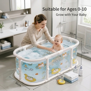[Sans BPA] <span class=keywords><strong>Baignoire</strong></span> pliable pour bébé en PVC, grande <span class=keywords><strong>baignoire</strong></span> rectangulaire pliable pour tout-petits, transparente avec capteur de température, conforme à la norme EN-71 - Product Image 4