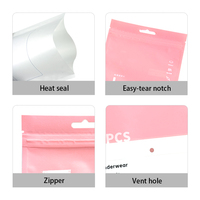 Emballage de sous-vêtements pour femmes avec logo personnalisé, matériau PE, sac auto-scellant au toucher doux avec poche zippée en haut