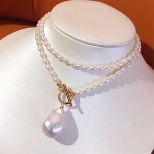 Collier en perles d'eau douce de style européen et américain Zhizhen, grosse chaîne de pull, style unique, personnalité de niche, sans collision - Product Image 2