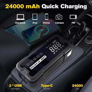 Démarreur de <span class=keywords><strong>batterie</strong></span> portable avec compresseur d'air 150 PSI, booster de <span class=keywords><strong>batterie</strong></span> 12 V 4000 A pour <span class=keywords><strong>voiture</strong></span> avec <span class=keywords><strong>pinces</strong></span> de sécurité anti-étincelles - Product Image 2