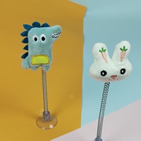Mainan Tongkat Penggoda Kucing Otomatis Berbahan Plush Interaktif, Penghilang Kebosanan dengan Pegas dan Suction Cup untuk Kucing