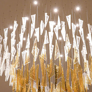 Lámpara de Araña de Lujo en Cascada para Vestíbulo de <span class=keywords><strong>Hotel</strong></span>, de Cristal y Metal con Luz LED, Fabricación Personalizada, Venta al por Mayor, Lámpara Colgante Grande para Proyectos de Ingeniería - Product Image 4