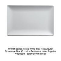 Plat de service rectangulaire Boston / Tokyo blanc 20 × 13 cm en grès M1934