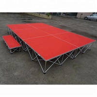 Plateforme de Scène Modulaire Pliante en Aluminium Rouge Amovible et Portable pour Événements