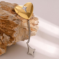 Bijoux fantaisie broche de luxe de haute qualité broche personnalisée plaqué or en acier inoxydable 316l deux tons étoile coeur broches pour vêtements