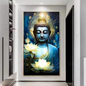 Peinture murale en porcelaine de cristal en gros avec décorations murales en acrylique intégrant la figure du Bouddha LED - Product Image 2