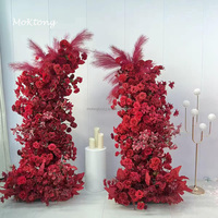 Décoration d'arche de mariage avec fleurs artificielles en soie bordeaux pour toile de fond