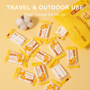 Draagbare magische mini gecomprimeerde effenkleurige bad- en gezichtshanddoeken van niet-geweven katoen voor thuis & op reis, snoepverpakking, wegwerpbaar - Product Image 3