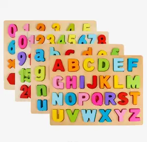Brinquedos de quebra-cabeça de madeira 3d didático, crianças, letras e números, quebra-cabeça para criança, brinquedo educativo