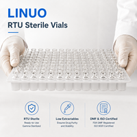 Flacon en verre stérile LINUO pour la fabrication de peptides, en verre borosilicate faible, transparent ou ambré, tubulaire, neutre, 3 ml, 10 ml, avec bouchon