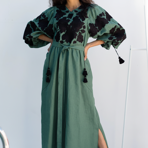 เดรสแขนยาวคอวีสำหรับผู้หญิงเดรสราตรีผ้าคอตตอนดีไซน์แอฟริกันสำหรับฤดูร้อน - Product Image 1