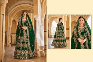 Atractivo Diseño de Lehenga Choli Completamente Cosido con Trabajo de Dori de Terciopelo Pesado 9000 para Vestimenta Nupcial de Exportación de la India - Product Image 4