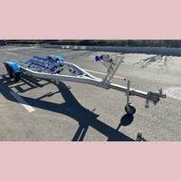 Remorque pour bateau en aluminium argenté HOIRO de fabrication chinoise, 27 pieds (8,2 m), à chargement facile, avec bâches en polyéthylène, essieu tandem, frein hydraulique, VIN CE DOT