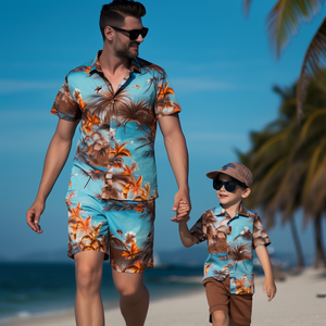 Conjunto de <span class=keywords><strong>Ropa</strong></span> de <span class=keywords><strong>Playa</strong></span> Hawaiana de Verano de Alta Calidad <span class=keywords><strong>para</strong></span> <span class=keywords><strong>Hombre</strong></span>, 2 Piezas, <span class=keywords><strong>Ropa</strong></span> de <span class=keywords><strong>Playa</strong></span> <span class=keywords><strong>para</strong></span> Niños, Conjunto de Camisa y Pantalones Cortos Hawaianos <span class=keywords><strong>para</strong></span> Niños - Product Image 4