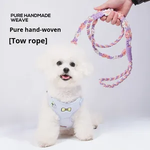 Guinzaglio per Cani in Stile Coreano, Lussuoso e Fatto a Mano, in Poliestere Intrecciato, Carino con Blocchi di Colore, Corda Resistente per Passeggiate Fai-da-Te - Product Image 3