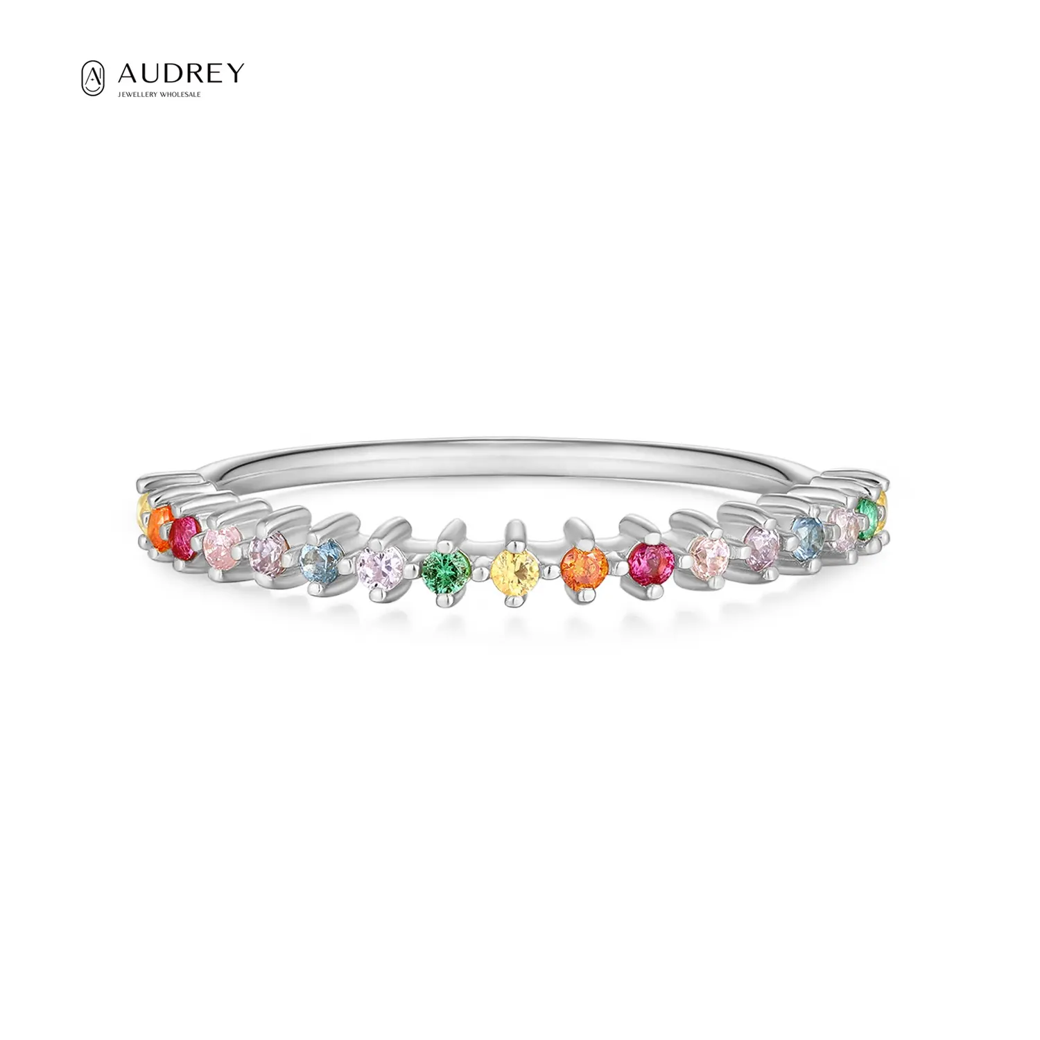 Audrey Colored Gemstone Rings Jewelry Women Plated White Gold Zircon Engagement Diamond Wedding S925 Sterling Silver Ring