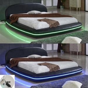 Elegante <span class=keywords><strong>Letto</strong></span> con Testiera Rotonda Nera di Foshan, Struttura <span class=keywords><strong>Letto</strong></span> King Size con Luci LED - Product Image 3