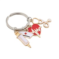 Porte-clés vintage en alliage de zinc pour infirmière et médecin, pendentif de sac en émail souple, écologique, vente en gros, souvenir personnalisé