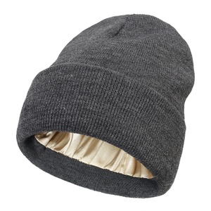 Bonnet tricoté personnalisé avec logo, motif tête de mort, doublure en satin de soie, à pois et nœuds, pour homme et femme, idéal pour l'hiver et la plage - Product Image 1