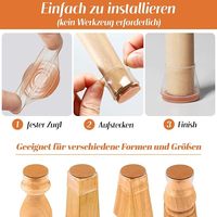 Capuchons de pieds de chaise de 22 à 26 mm avec patins en feutre, silicone transparent, capuchons de protection élastiques pour pieds de chaise, ronds, en caoutchouc