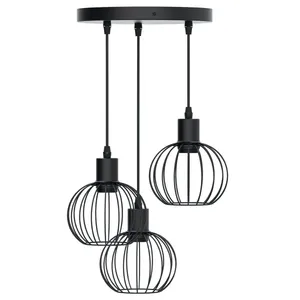 Lampada a sospensione in ferro E27*3, senza sorgente luminosa, ideale per decorare gli spazi e fornire illuminazione ambientale. - Product Image 1